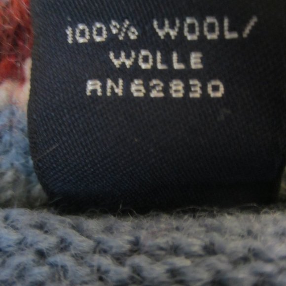 Vtg Lands End Mens M Blue Nordic Wool Ski Sweater - Picture 6 of 8